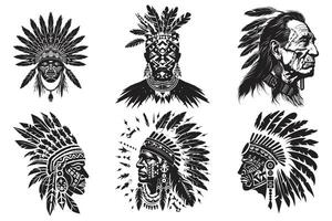 nativo americano enfeite tribal tatuagem Preto silhueta, americano indiano tatuagem tribal projeto, nativo americano tatuagem tribal mulher vetor