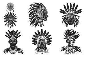 nativo americano enfeite tribal tatuagem Preto silhueta, americano indiano tatuagem tribal projeto, nativo americano tatuagem tribal mulher vetor