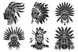 nativo americano enfeite tribal tatuagem Preto silhueta, americano indiano tatuagem tribal projeto, nativo americano tatuagem tribal mulher vetor