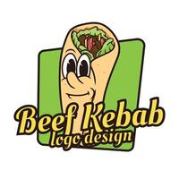 carne Kebab logotipo mascote modelo vetor