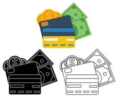 conjunto Forma de pagamento ícone símbolo. crédito cartão com dólar dinheiro plano Projeto ilustração vetor