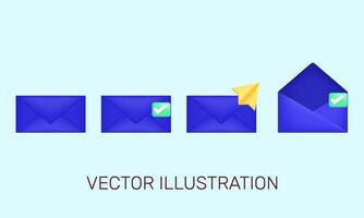 3d realista ícone moderno roxa fechadas enviar envelope Projeto vetor
