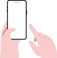 simples plano mão segurando Smartphone clicando ilustração vetor