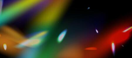 refração overlay. estragado foto filme textura efeito, borrado arco Iris iridescente gradiente em Preto fundo. vetor