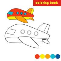 coloração livro para crianças, avião vetor