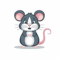 desenho animado rato definir. cinzento peludo roedor pequeno rato com Rosa Calvo rabo caminhando ou sentado isolado em branco. ilustração para bicho de estimação, animal, animais selvagens conceito vetor
