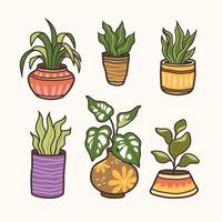 conjunto do plantas de interior isolado projeto, plantas dentro panelas Projeto ilustração vetor