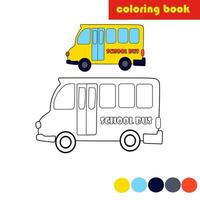 coloração livro para crianças, escola ônibus vetor
