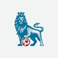 logotipo do uma leão com uma coroa segurando uma bola vetor