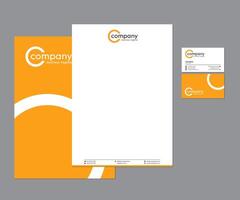 laranja papel timbrado, o negócio cartão conjunto com logotipo Projeto vetor