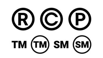 registrado marca comercial direito autoral patente e serviço marca ícone conjunto vetor