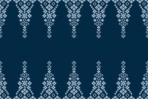 tradicional étnico motivos ikat geométrico tecido padronizar Cruz ponto.ikat bordado étnico oriental pixel marinha azul fundo. abstrato, ilustração. textura, decoração, papel de parede. vetor