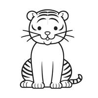 tigre Preto e branco desenho animado personagem Projeto coleção. branco fundo. animais de estimação, animais. vetor