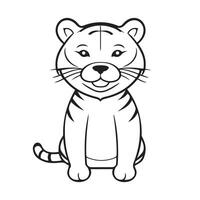 tigre Preto e branco desenho animado personagem Projeto coleção. branco fundo. animais de estimação, animais. vetor