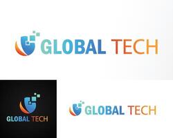 global tecnologia logotipo criativo Projeto conceito moderno pixel digital trabalho em rede vetor