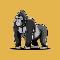 plano desenho animado engraçado gorila em branco fundo vetor