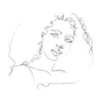 abstrato mulher 1 face linha desenhando fêmea retrato simples estilo, 1 linha fêmea retrato ilustração, artístico 1 linha esboços do mulher face fêmea face desenhando minimalista linha estilo, mulher cara vetor