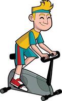 homem equitação estacionário bicicleta ilustração vetor