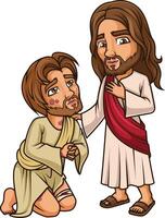 Jesus Cristo limpeza uma leproso ilustração vetor