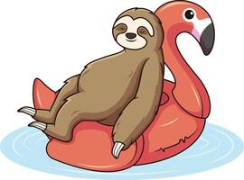 bicho-preguiça em inflável piscina flutuador ilustração vetor