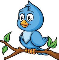 azul pássaro em árvore ramo ilustração vetor