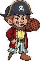 pirata carregando barril do rum ilustração vetor
