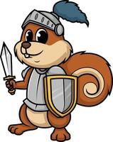 esquilo cavaleiro dentro armaduras ilustração vetor