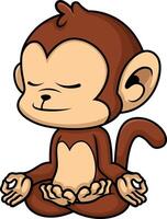 macaco personagem meditando ilustração vetor