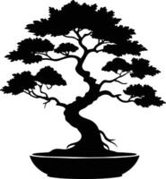 uma Preto silhueta do uma bonsai árvore vetor