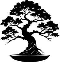 uma Preto silhueta do uma bonsai árvore vetor