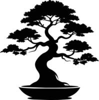 uma Preto silhueta do uma bonsai árvore vetor