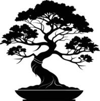 uma Preto silhueta do uma bonsai árvore vetor