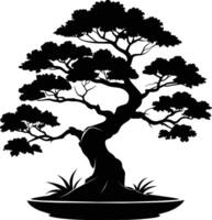 uma Preto silhueta do uma bonsai árvore vetor