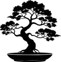 uma Preto silhueta do uma bonsai árvore vetor