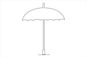 contínuo solteiro linha desenhando do guarda-chuva abstrato guarda-chuva linha arte ilustração vetor