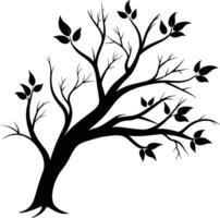 uma árvore ramo silhueta com Preto folha vetor