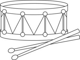 fácil coloração desenho animado ilustração do uma tambor isolado em branco fundo vetor