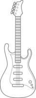 fácil coloração desenho animado ilustração do a elétrico guitarra isolado em branco fundo vetor