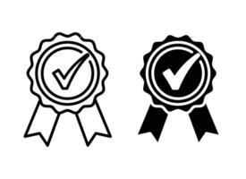 aprovado ou certificado medalha ícone. certificado distintivo. Verifica Verifica símbolo coleção estoque vetor