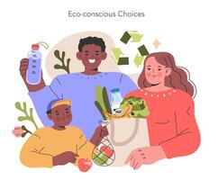 eco-consciente escolhas ilustração. ilustração. vetor