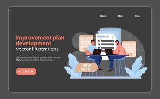 avaliação comparativa plano desenvolvimento . colaborativo trabalho em equipe dentro Ação. vetor