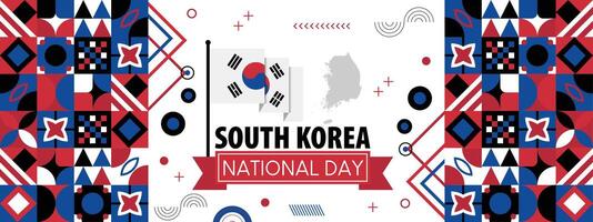 sul Coréia bandeira independência dia geométrico país rede bandeira. corporativo abstrato fundo Projeto com bandeira mapa tema vetor