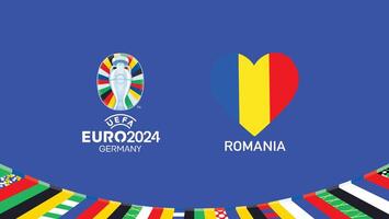 euro 2024 romênia emblema coração equipes Projeto com oficial símbolo logotipo abstrato países europeu futebol ilustração vetor