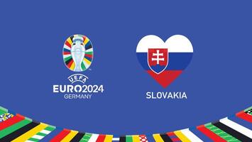 euro 2024 Eslováquia emblema coração equipes Projeto com oficial símbolo logotipo abstrato países europeu futebol ilustração vetor