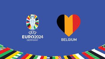 euro 2024 Bélgica emblema coração equipes Projeto com oficial símbolo logotipo abstrato países europeu futebol ilustração vetor