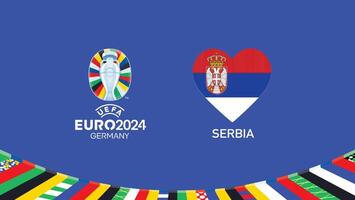 euro 2024 Sérvia emblema coração equipes Projeto com oficial símbolo logotipo abstrato países europeu futebol ilustração vetor