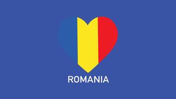 romênia bandeira coração equipes europeu nações 2024 abstrato países europeu Alemanha futebol símbolo logotipo Projeto ilustração vetor
