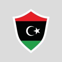 Líbia bandeira dentro escudo forma quadro, Armação vetor