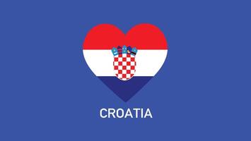 Croácia bandeira coração equipes europeu nações 2024 abstrato países europeu Alemanha futebol símbolo logotipo Projeto ilustração vetor