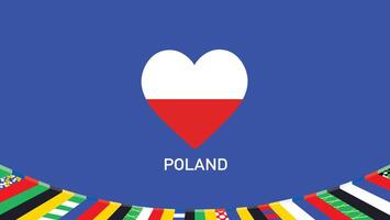 Polônia bandeira coração equipes europeu nações 2024 abstrato países europeu Alemanha futebol símbolo logotipo Projeto ilustração vetor